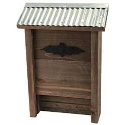 Rustic Farmhouse Bat House (Large) With Galvanized Roof & Bat Accent
