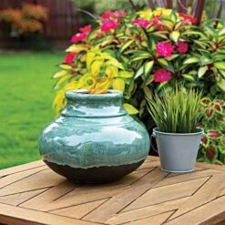 EchoFlame Santa Fe Ceramic Fireplace -Gardening Supplies 18624e live outside