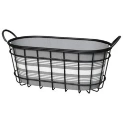 Modern Farmhouse Bushel Baskets With Bistro Print Liners - 16 In. Oval