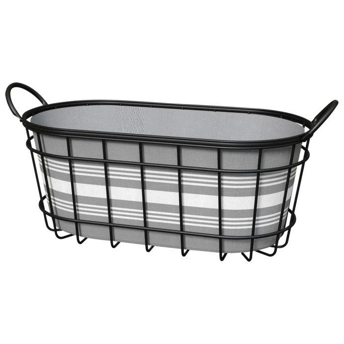 Modern Farmhouse Bushel Baskets With Bistro Print Liners - 16 In. Oval 3 Modern Farmhouse Bushel Baskets With Bistro Print Liners - 16 In. Oval