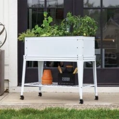 Modern Farmhouse Elevated Garden Planter - Milkhouse White