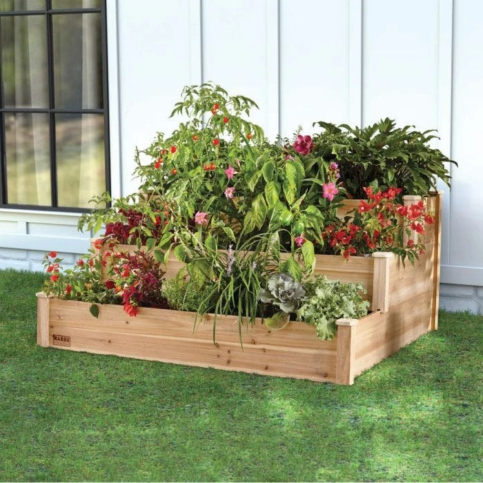 Cedar 3-Tiered Stair Step Garden Bed 4 Cedar 3-Tiered Stair Step Garden Bed - Image 2
