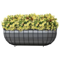 Trug Harvest Basket / Planter With Bistro Print Liner - Matte Black