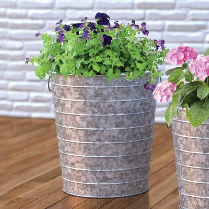 Corrugated Steel Silo Planters - 10 In. H 4 Corrugated Steel Silo Planters - 10 In. H - Image 2