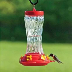 16 Oz. Spiral Glass Hummingbird Feeder