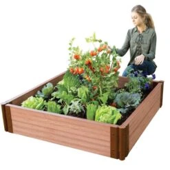 Tool Free Classic Sienna Raised Garden Bed 4ft X 4ft X 11in 2in Profile -Gardening Supplies 300001084 4