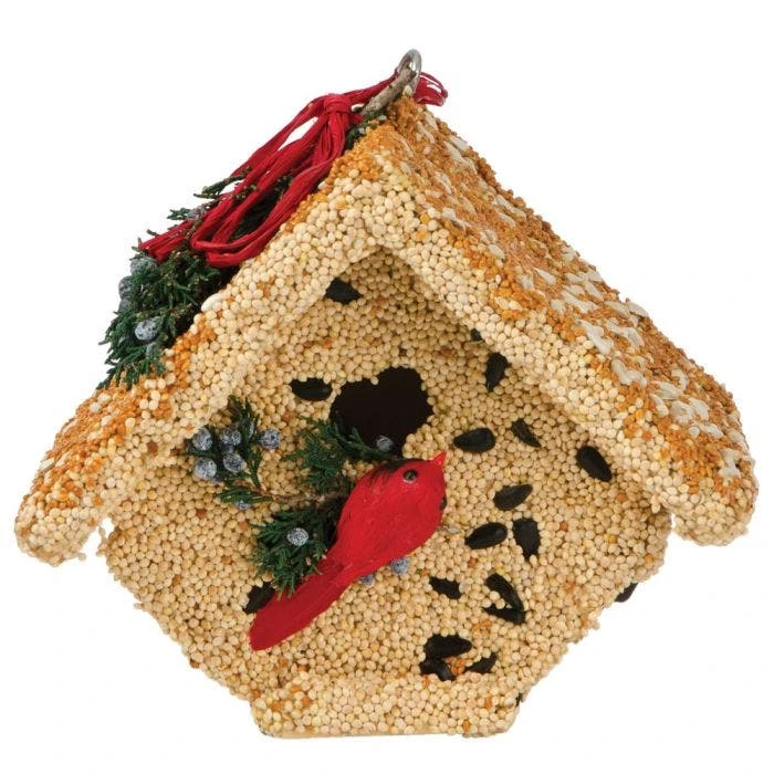 Wooden Decorated Wren House With Cardinal 3 Wooden Decorated Wren House With Cardinal