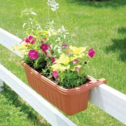 24-inch Adjustable Railing Planter - Terra Cotta -Gardening Supplies arp24 tc 3
