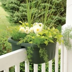 16-inch Double-Sided Adjustable Railing Planter - Green -Gardening Supplies arpds16 7g 6