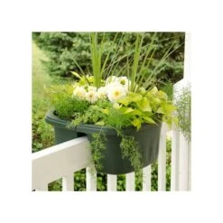 16-inch Double-Sided Adjustable Railing Planter - Green -Gardening Supplies arpds16 7g 7