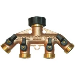 4-Way Brass Water Splitter/Shut Off Valve