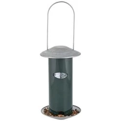 Cylindrical Metal Feeder, Green 6 Cylindrical Metal Feeder, Green -Gardening Supplies fb325am