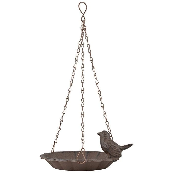 Hanging Feeding Tray/Bird Bath, Cast Iron, Antique Brown 3 Hanging Feeding Tray/Bird Bath, Cast Iron, Antique Brown
