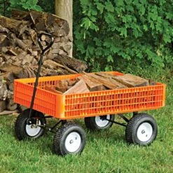 Leonard Orange Utility Wagon, Flat-Free Tires -Gardening Supplies fgw45 3