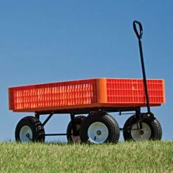 Leonard Orange Utility Wagon, Flat-Free Tires -Gardening Supplies fgw45 4