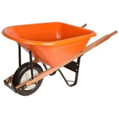 Leonard 6 Cu. Ft. Poly Tray Wheelbarrow With Diamond Tread Flat Free Tire