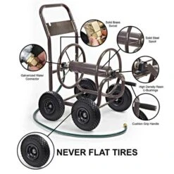 Liberty Garden Hose Wagon With Flat Free Tires, 250ft Capacity 9 Liberty Garden Hose Wagon With Flat Free Tires, 250ft Capacity -Gardening Supplies hw250ff callouts