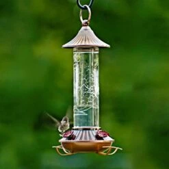 Embossed Decorative Glass Hummingbird Feeder