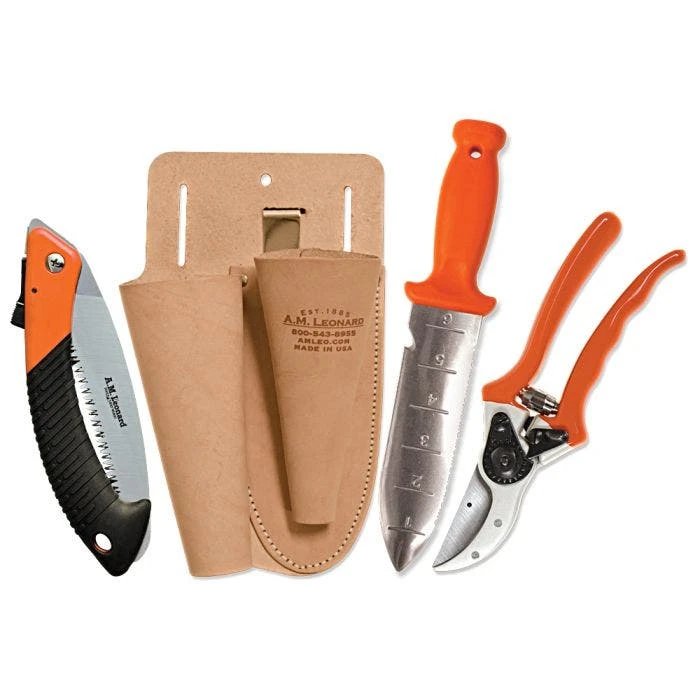 Leonard Deluxe Soil Knife, Pruner, Saw And Sheath Combo 3 Leonard Deluxe Soil Knife, Pruner, Saw And Sheath Combo