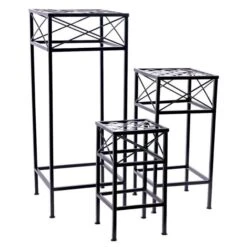 Cross Hatch Square Plant Stands, 3 Piece Set