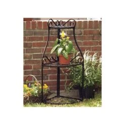 Black Forged Steel Corner Plant Stand -Gardening Supplies pscn 2