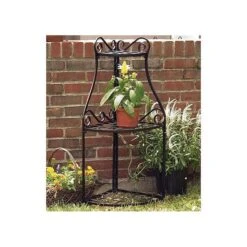 Black Forged Steel Corner Plant Stand -Gardening Supplies pscn 3