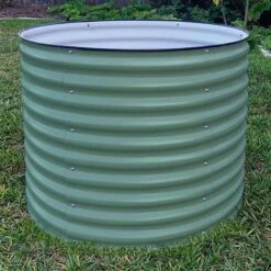 Vego Extra Tall Round Metal Raised Bed, Olive Green