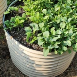 Vego Extra Tall Round Metal Raised Bed, Pearl White 7 Vego Extra Tall Round Metal Raised Bed, Pearl White -Gardening Supplies vbr wh 1 1