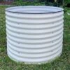Vego Extra Tall Round Metal Raised Bed, Pearl White 1 Vego Extra Tall Round Metal Raised Bed, Pearl White -Gardening Supplies vbr wh 2 1