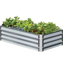 EarthMark Galvanized Metal Raised Garden Bed Low Square -Gardening Supplies vp mgbl0xx 3