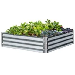 EarthMark Galvanized Metal Raised Garden Bed Low Square -Gardening Supplies vp mgbl0xx 5