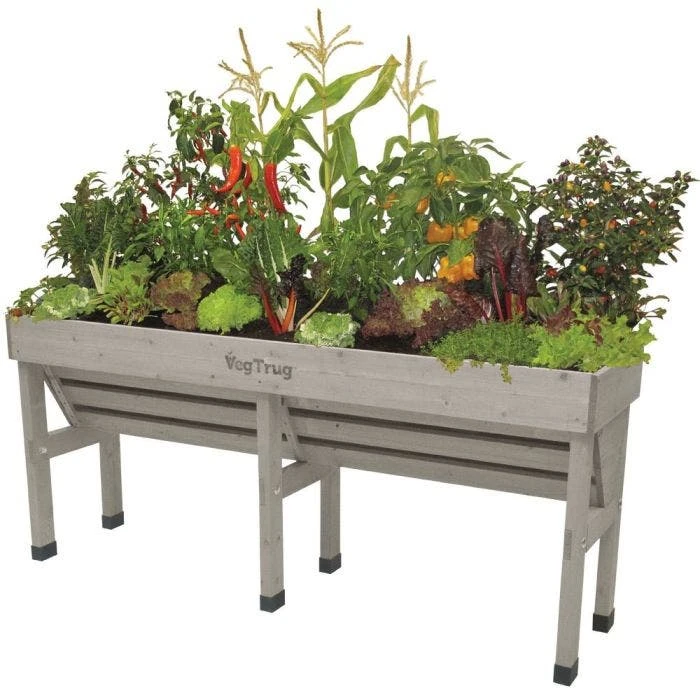 Wall Hugger Medium Elevated Garden Bed Gray Wash 3 Wall Hugger Medium Elevated Garden Bed Gray Wash