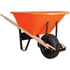 Gardening Supplies 27 Leonard 6-Cubic-Foot Capacity Poly Tray Wheelbarrow With Pneumatic Tire